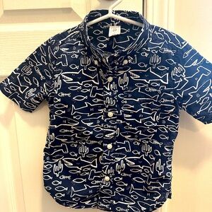 GAP • Kids Navy Blue Fish Print Shirt